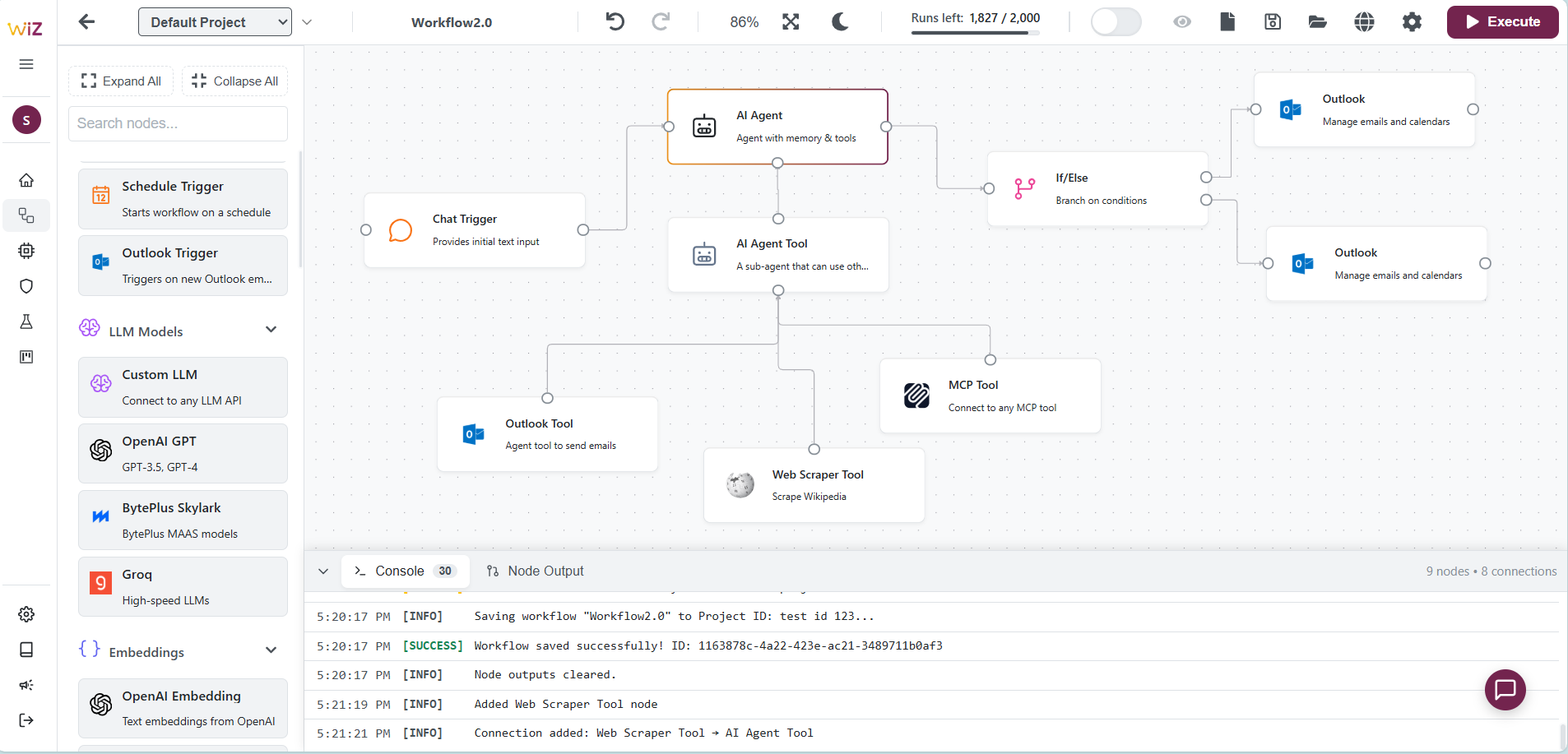 WiiZ Workflow Builder Screenshot